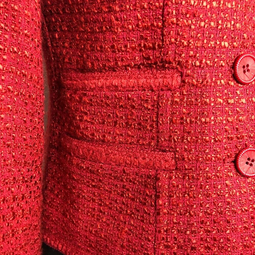 Pendleton red bouchle knit wool blend blazer size… - image 4